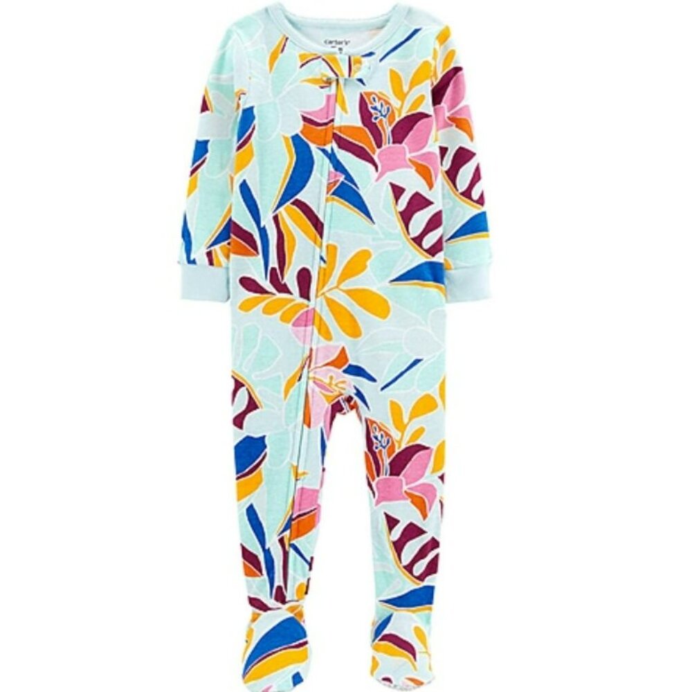 NWT. CARTER'S Toddler Girl Floral Multicolor Cotton Footed Pajama Sleeper